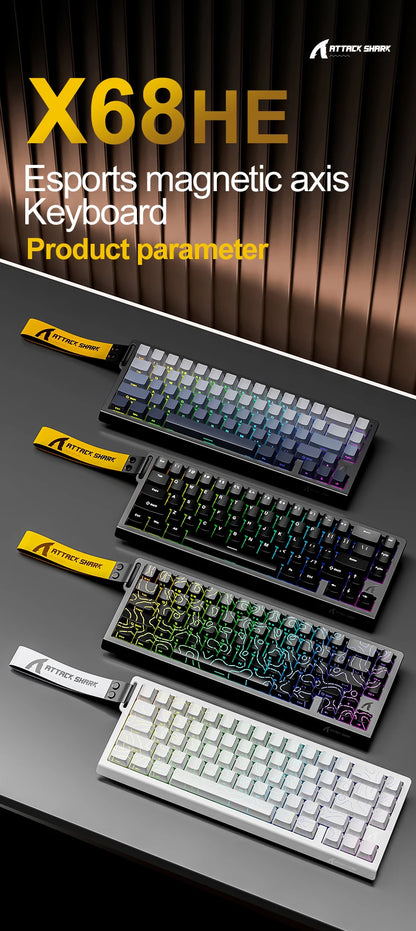 ATTACK SHARK X68HE Magnetic Keyboard Red Wired Mechanical for Pro Gaming 0.01mm Rapid Trigg 8000Hz SOCD/Rs 0.125ms 128K Rate